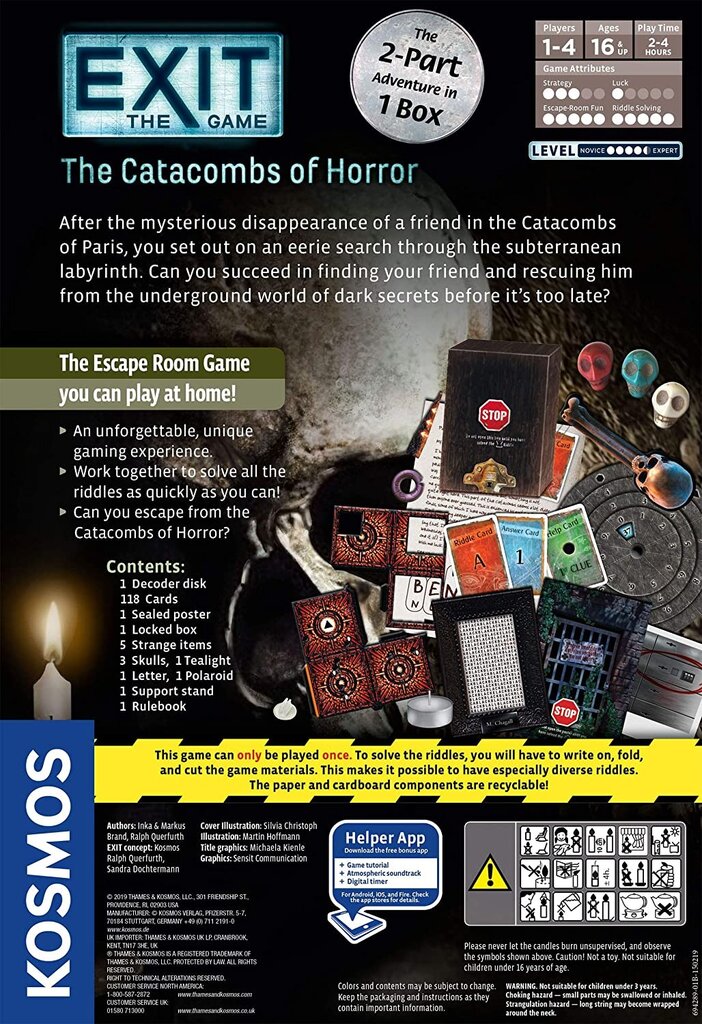 Stalo žaidimas Kosmos Exit: The Game The Catacombs of Horror, EN kaina ir informacija | Stalo žaidimai, galvosūkiai | pigu.lt