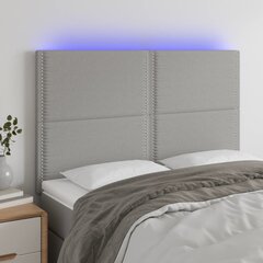 Galvūgalis su led, šviesiai pilkas, 144x5x118/128cm, audinys kaina ir informacija | Lovos | pigu.lt