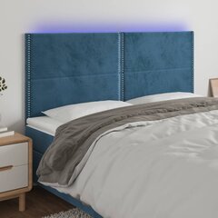 Galvūgalis su led, tamsiai mėlynas, 160x5x118/128cm, aksomas цена и информация | Кровати | pigu.lt