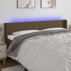 Galvūgalis su LED, Audinys, 203x16x78/88cm, tamsiai ruda kaina ir informacija | Lovos | pigu.lt