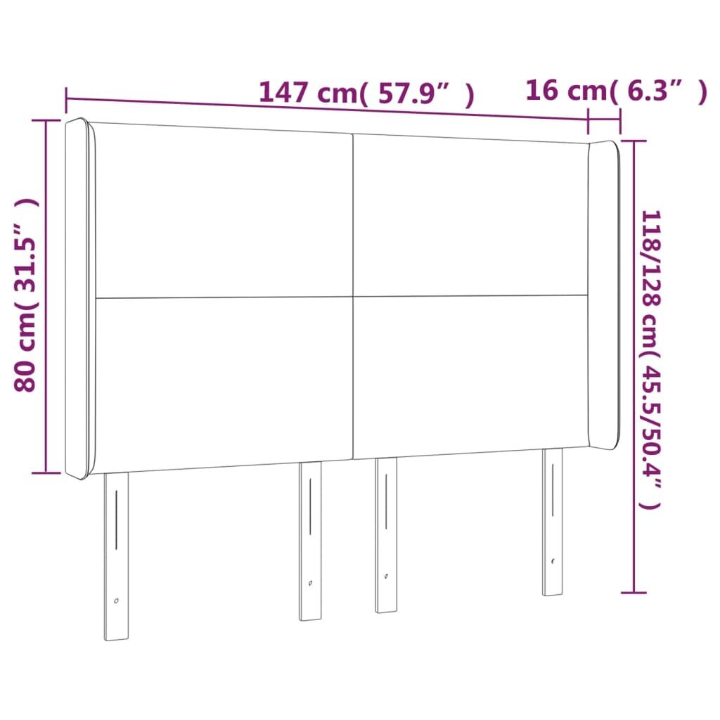 Galvūgalis su led, tamsiai mėlynas, 147x16x118/128cm, aksomas kaina ir informacija | Lovos | pigu.lt