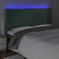 Galvūgalis su LED, Aksomas, 203x16x118/128cm, tamsiai žalia цена и информация | Кровати | pigu.lt