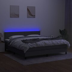 vidaXL Lova su spyruoklėmis/čiužiniu/LED, pilka, 160x200 cm, audinys kaina ir informacija | Lovos | pigu.lt