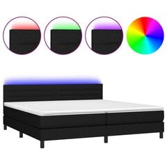 vidaXL Lova su spyruoklėmis/čiužiniu/LED, juoda, 200x200 cm, audinys цена и информация | Кровати | pigu.lt
