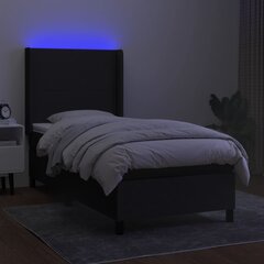 vidaXL Lova su spyruoklėmis/čiužiniu/LED, juoda, 100x200 cm, audinys цена и информация | Кровати | pigu.lt