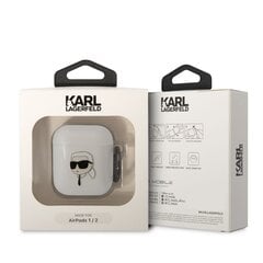 Беспроводные наушники Karl Lagerfeld 3D Logo NFT Karl Head TPU Case for Airpods 1|2 White цена и информация | Аксессуары для наушников | pigu.lt
