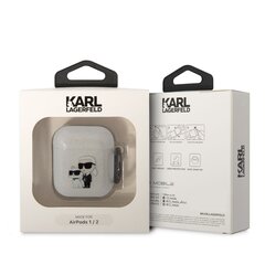 Беспроводные наушники Karl Lagerfeld 3D Logo NFT Karl and Choupette TPU Glitter Case for Airpods 1|2 White цена и информация | Аксессуары для наушников | pigu.lt