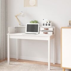 Rašomasis stalas, baltas, 110x50x93cm, pušies medienos masyvas цена и информация | Компьютерные, письменные столы | pigu.lt