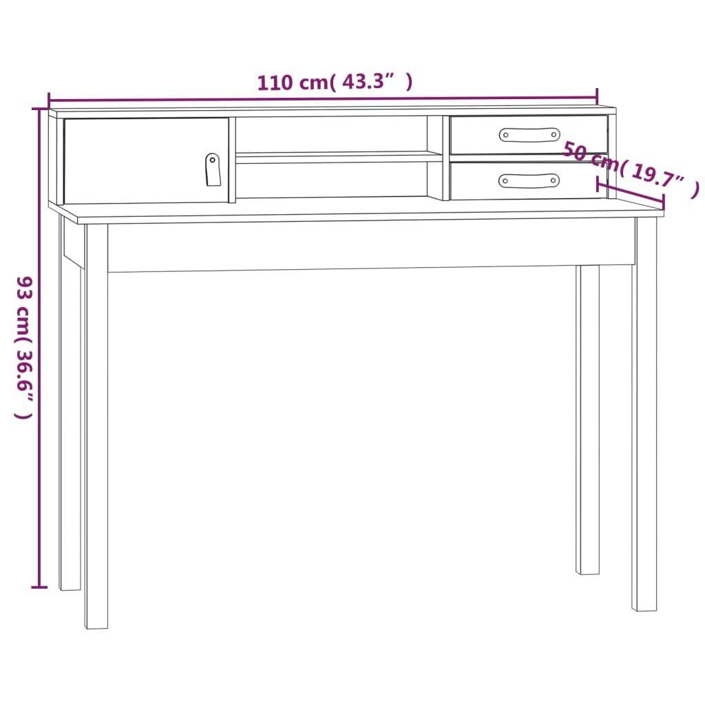 Rašomasis stalas, medaus rudas, 110x50x93cm, pušies masyvas цена и информация | Kompiuteriniai, rašomieji stalai | pigu.lt