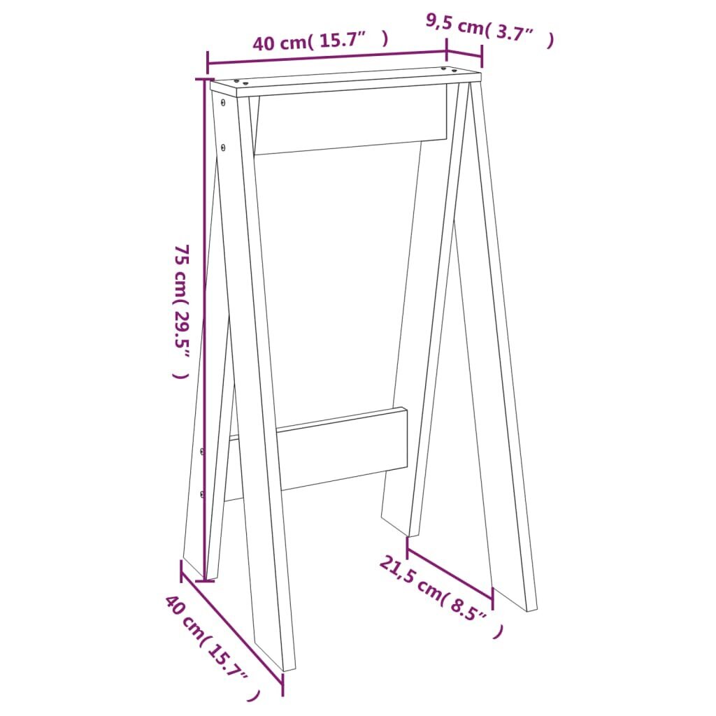 Taburetės vidaXL, Pušies medienos masyvas, 2vnt., 40x40x75cm, medaus ruda kaina ir informacija | Virtuvės ir valgomojo kėdės | pigu.lt