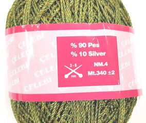 пряжа для вязания Celebi Garus, цвет зеленый с золотым блеском 1Ž1 цена и информация | Принадлежности для вязания | pigu.lt
