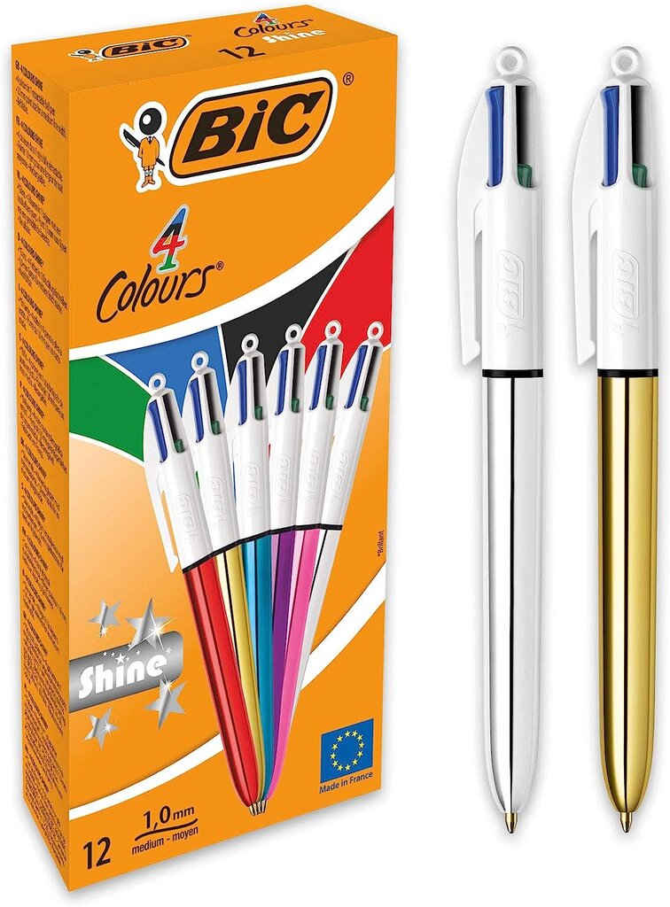 BIC rinkinys Biros Bic Shine Silver, 12 vnt kaina ir informacija | Rašymo priemonės | pigu.lt