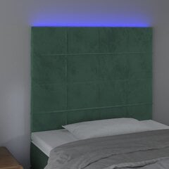 vidaXL Galvūgalis su LED, tamsiai žalias, 100x5x118/128cm, aksomas kaina ir informacija | Lovos | pigu.lt