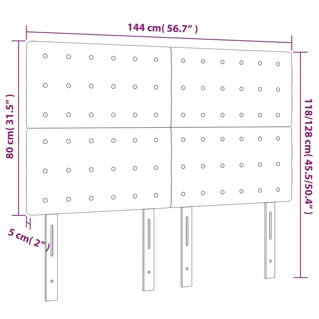 Galvūgalis vidaXL, 144x5x118/128cm, pilkas kaina ir informacija | Lovos | pigu.lt