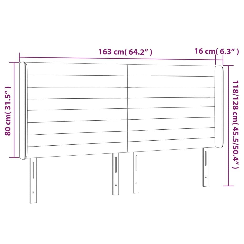 Galvūgalis su LED, Audinys, 163x16x118/128 cm, kreminė spalva kaina ir informacija | Lovos | pigu.lt