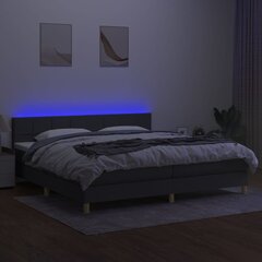 vidaXL Lova su spyruoklėmis/čiužiniu/LED, pilka, 200x200 cm, audinys kaina ir informacija | Lovos | pigu.lt