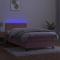 vidaXL Lova su spyruoklėmis/čiužiniu/LED, rožinė, 90x200cm, aksomas kaina ir informacija | Lovos | pigu.lt