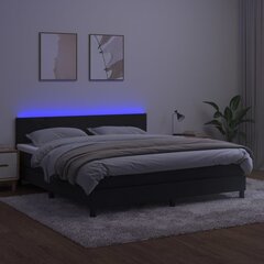 vidaXL Lova su spyruoklėmis/čiužiniu/LED, juoda, 180x200cm, aksomas цена и информация | Кровати | pigu.lt