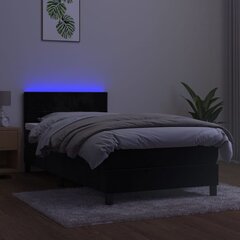 vidaXL Lova su spyruoklėmis/čiužiniu/LED, juoda, 90x200cm, aksomas цена и информация | Кровати | pigu.lt