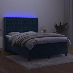 Lova vidaXL, 140x190cm, tamsiai mėlyna цена и информация | Кровати | pigu.lt