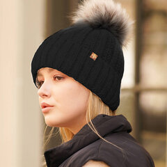 Женская шапка Need 4You, черная, мериносовая шерсть цена и информация | Женские шапки | pigu.lt
