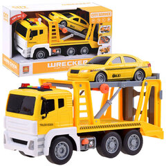 Трактор с машиной и фарами, желтый цена и информация | Игрушки для мальчиков | pigu.lt