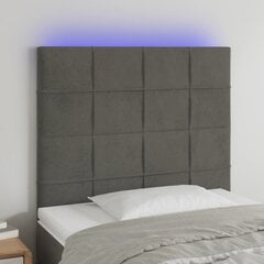 Galvūgalis su led, tamsiai pilkas, 80x5x118/128cm, aksomas kaina ir informacija | Lovos | pigu.lt