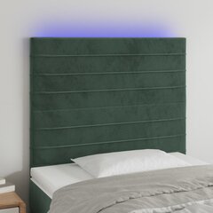 Изголовье со светодиодом, бархат, 103x16x78/88 см, темно-зеленый цена и информация | Кровати | pigu.lt