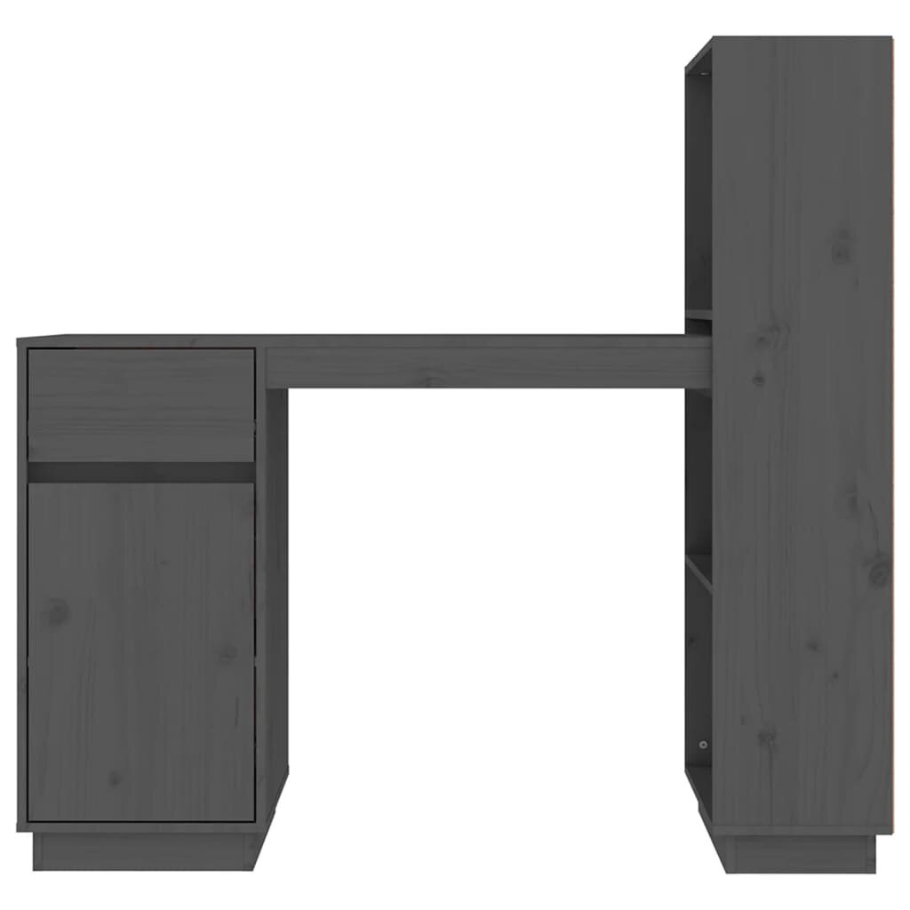 vidaXL Rašomasis stalas, pilkas, 110x53x117cm, pušies medienos masyvas kaina ir informacija | Kompiuteriniai, rašomieji stalai | pigu.lt