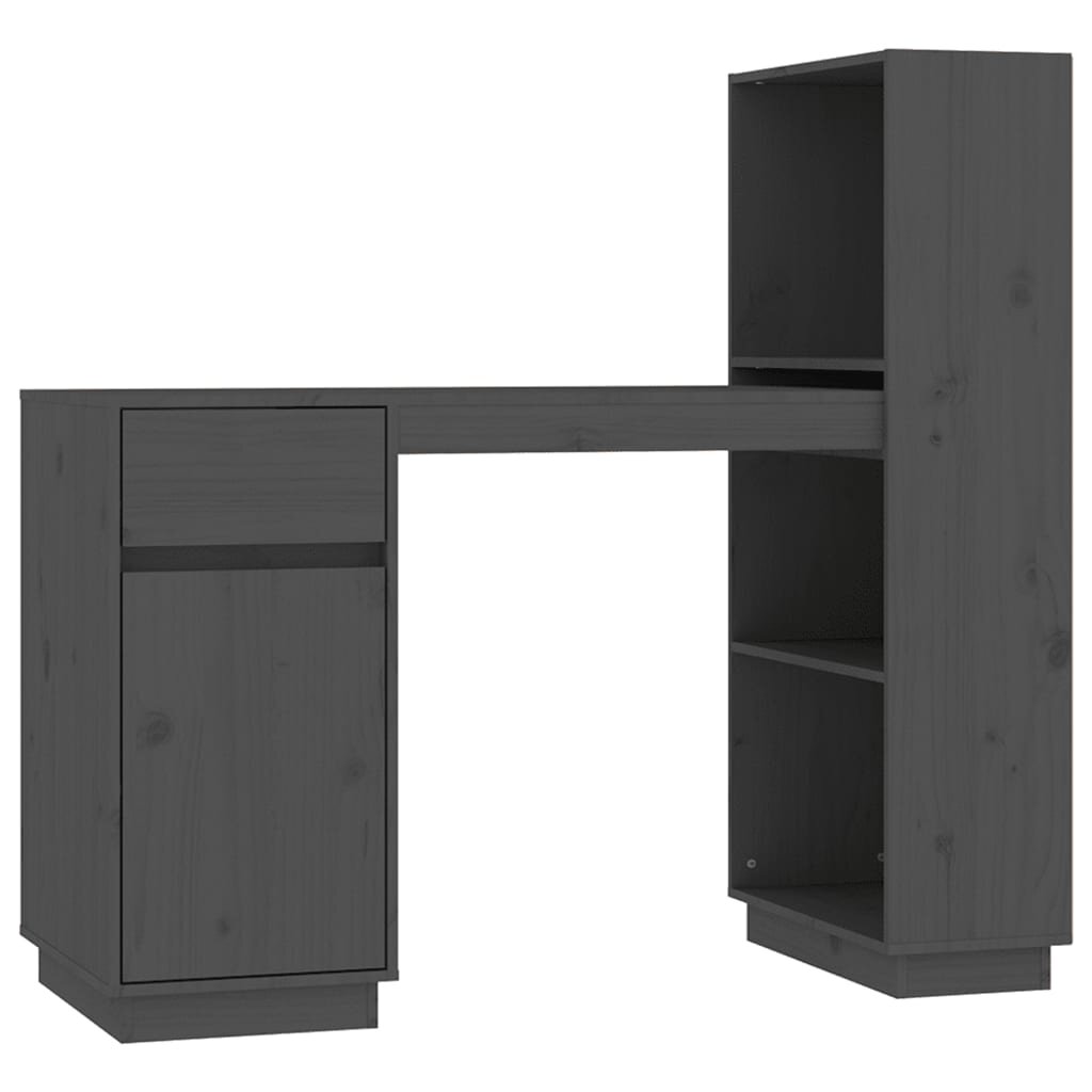 vidaXL Rašomasis stalas, pilkas, 110x53x117cm, pušies medienos masyvas цена и информация | Kompiuteriniai, rašomieji stalai | pigu.lt
