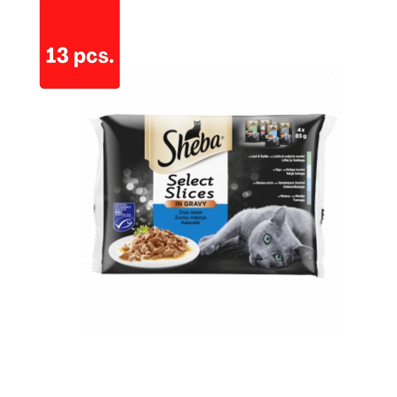 Konservuotas kačių ėdalas Sheba, su žuvimi, maišeliuose, 4 x 85 g x 13 pak. kaina ir informacija | Konservai katėms | pigu.lt