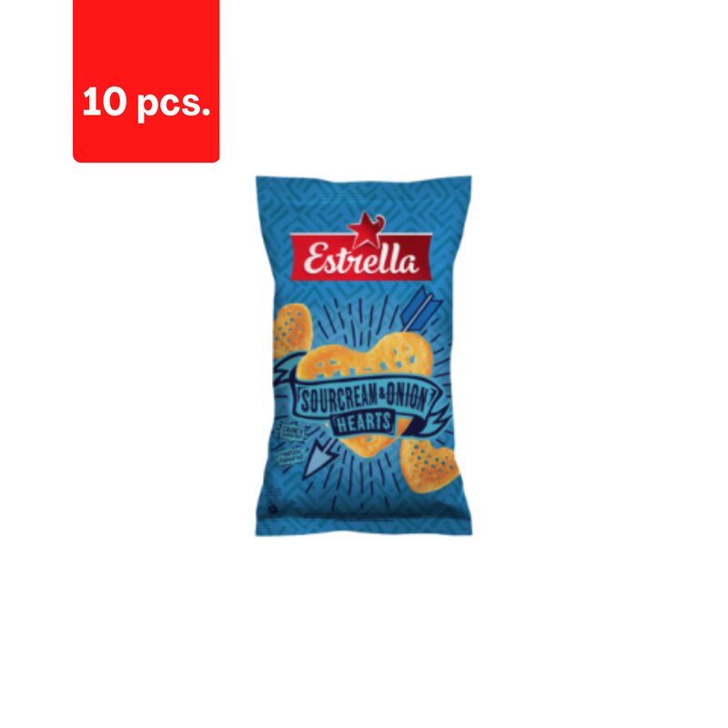 Kukurūzų traškučiai Estrella, grietinės ir svogūnų skonio,110 g x 10 vnt. цена и информация | Užkandžiai, traškučiai | pigu.lt