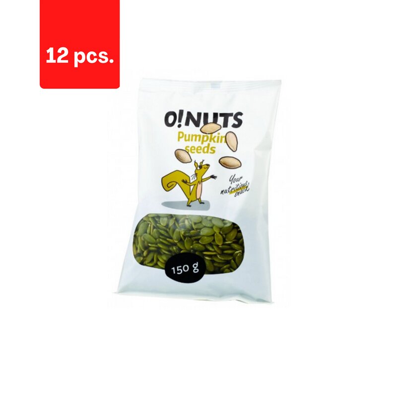 Lukštentos moliūgų sėklos O!Nuts, 150 g x 12 vnt. цена и информация | Riešutai, sėklos, džiovinti vaisiai | pigu.lt
