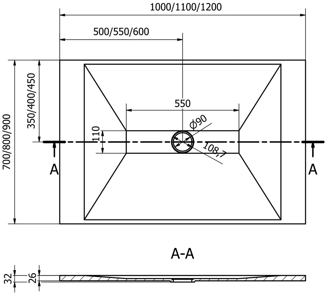 Прямоугольный душевой поддон Mexen Toro SMC с сифоном, Белый цвет,  120x70,80,90 см цена | pigu.lt