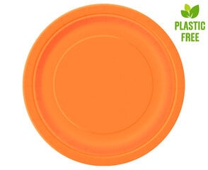 Одноразовые бумажные тарелки 21,9 см, 8 шт, оранжевый 3225EU цена и информация | Праздничная одноразовая посуда | pigu.lt