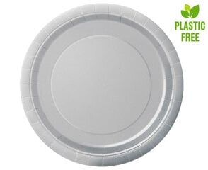 Одноразовые бумажные тарелки 21,9 см, 8 шт, серый 3345EU цена и информация | Праздничная одноразовая посуда | pigu.lt