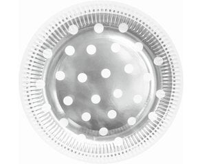 Одноразовые бумажные тарелки 23 см, 6 шт B&C Polka Dots, серый PF-TGS9 цена и информация | Праздничная одноразовая посуда | pigu.lt