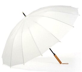 Зонт трость с прямой деревянной ручкой 16 спиц, белый цена и информация | Мужские зонты | pigu.lt