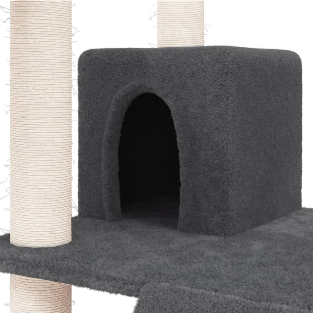 Draskyklė katėms su stovais iš sizalio vidaXL, tamsiai pilka, 83 cm цена и информация | Draskyklės | pigu.lt