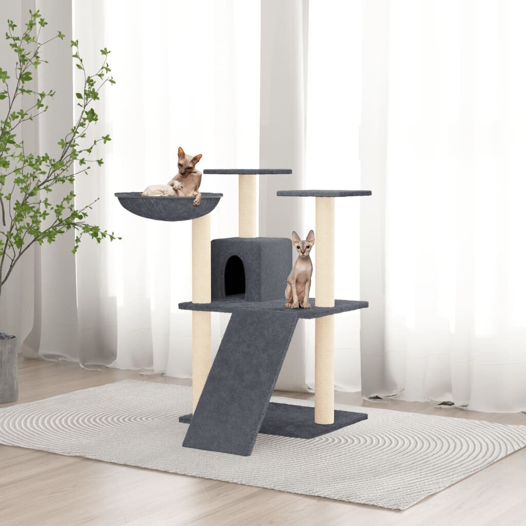 Draskyklė katėms su stovais iš sizalio vidaXL, tamsiai pilka, 83 cm цена и информация | Draskyklės | pigu.lt