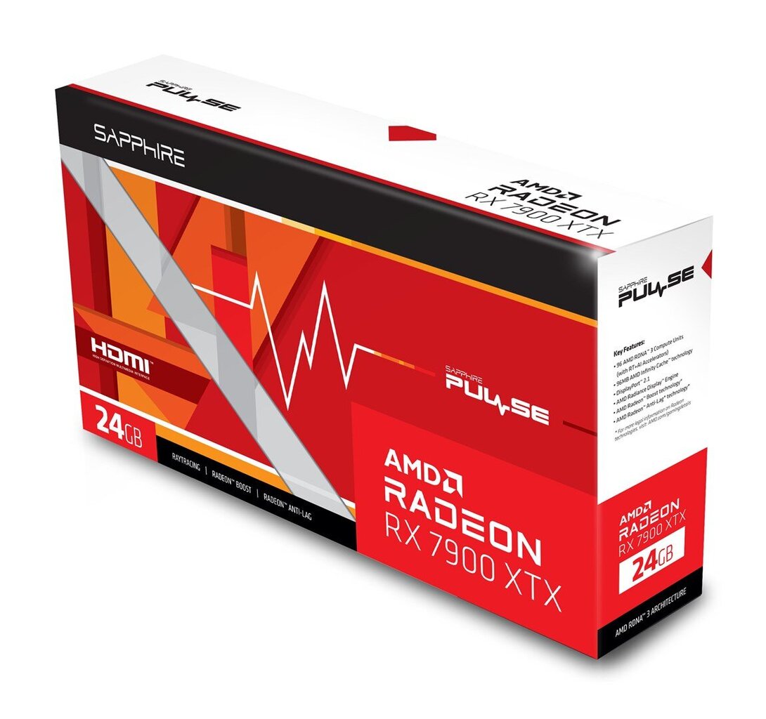 Sapphire PULSE AMD Radeon RX 7900 XTX (11322-02-20G) kaina ir informacija | Vaizdo plokštės (GPU) | pigu.lt