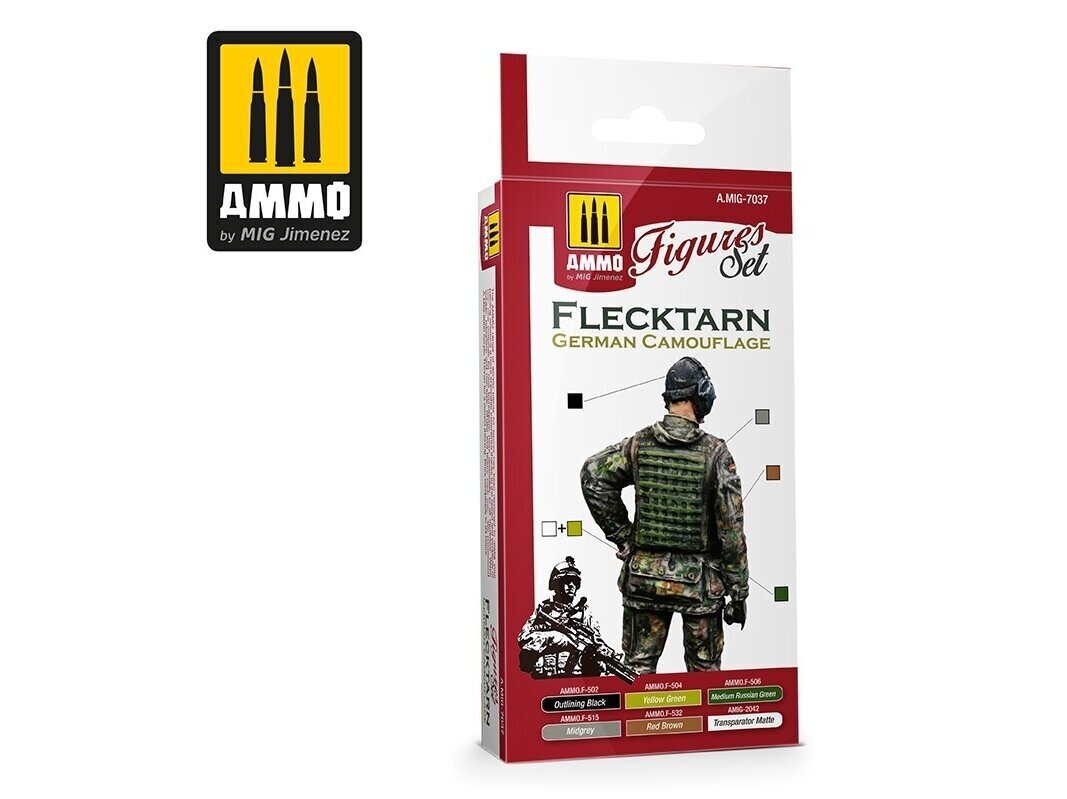 Akrilinių dažų rinkinys Ammo, Flecktarn German Camouflage, 7037 цена и информация | Piešimo, tapybos, lipdymo reikmenys | pigu.lt