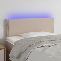 Galvūgalis su LED, Dirbtinė oda, 90x5x78/88cm, kapučino spalva kaina ir informacija | Lovos | pigu.lt