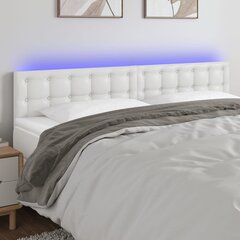 Изголовье со светодиодом, белое, 200x5x78/88 см цена и информация | Кровати | pigu.lt