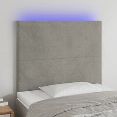 Galvūgalis su led, šviesiai pilkas, 100x5x118/128cm, aksomas kaina ir informacija | Lovos | pigu.lt