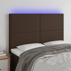 Galvūgalis su LED, Dirbtinė oda, 144x5x118/128 cm, ruda цена и информация | Кровати | pigu.lt