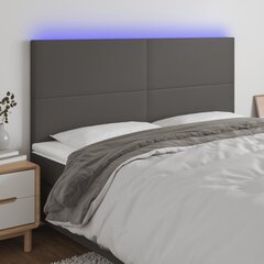 Galvūgalis su led, pilkas, 200x5x118/128cm kaina ir informacija | Lovos | pigu.lt