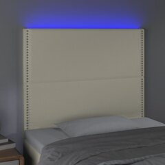 vidaXL Galvūgalis su LED, kreminės spalvos, 100x5x118/128 cm цена и информация | Кровати | pigu.lt