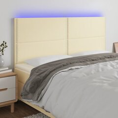 Galvūgalis su LED, Dirbtinė oda, 160x5x118/128 cm, kreminė spalva цена и информация | Кровати | pigu.lt
