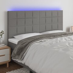 Galvūgalis su LED, Audinys, 160x5x118/128cm, tamsiai pilka цена и информация | Кровати | pigu.lt